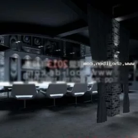 Black Room Office Interior 3d model