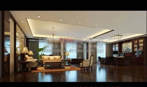 Modern Hotel Lobby Desk Space Interior 3d model