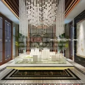 Hotel Center Hall Interior Scene 3d model