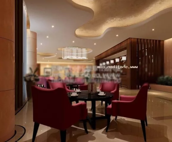 Hotel Room With Wide Windows And Carpet 3d model