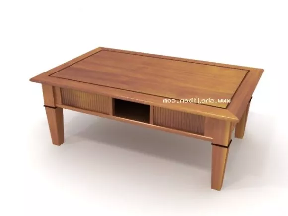 Coffee Table With Black Chairs And Flower Vase Pot 3d model