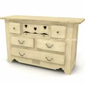 Vintage Desk Cabinet Wood Material 3d model
