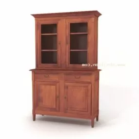 Kitchen Wine Cabinet Red Wood 3d model