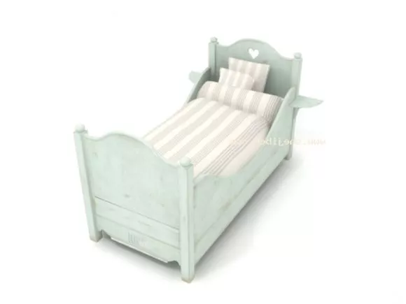 Grey Double Bed With Pink Blanket 3d model