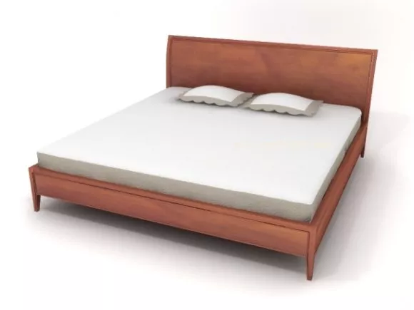 Simple Wood Double Bed With Mattress 3d model Simple Wood Double Bed With Mattress 3d model