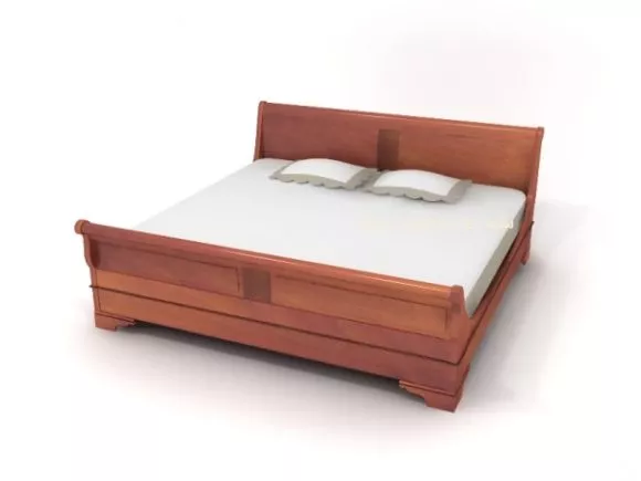 Bed With Red Blanket 3d model