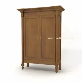Wooden Wardrobe With High Leg 3d model