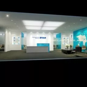 Office Hall Space Interior With Reception Desk 3d model