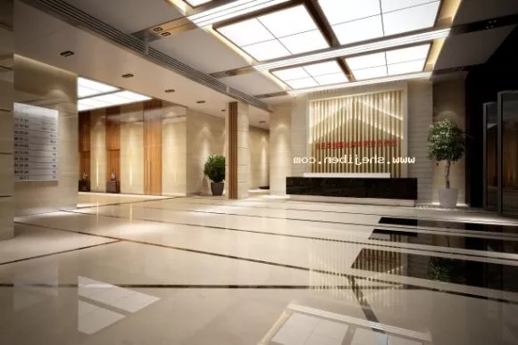 Large Office Hall With Floor Decorative 3d model Large Office Hall With Floor Decorative 3d model