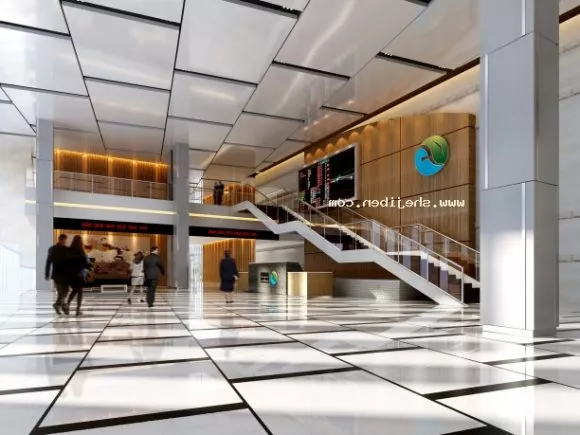 Office Hall Two Storey With Stair 3d model Office Hall Two Storey With Stair 3d model