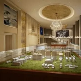 Modern Real Estate Office With House Map 3d model