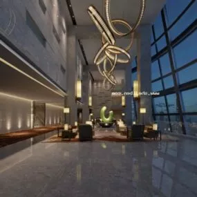 Glass Wall Office Hall Duplex Space 3d model