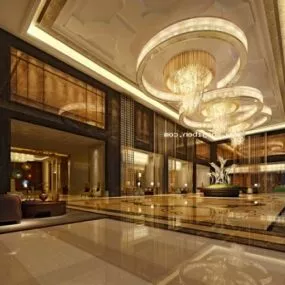 Beautiful Office Hall Interior Scene 3d model