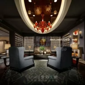 Reading Room Interior Scene 3d model