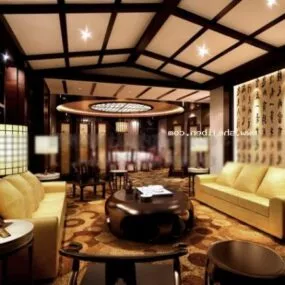 Loft Space Living Room Interior Scene 3d model