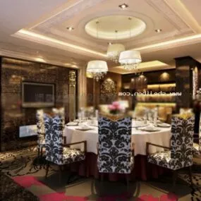 Dinning Room Hotel Interior Scene 3d model