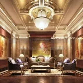 European Hotel Room Interior Scene 3d model