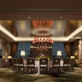 Hotel Conference Room Night Interior Scene 3d model