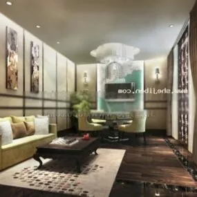 Chinese Family Room Interior Scene 3d model