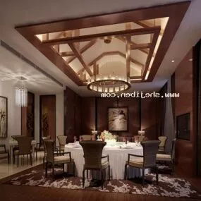 Hotel Restaurant Room Interior Scene 3d model