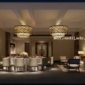 Luxury Restaurant Space Interior Scene 3d model