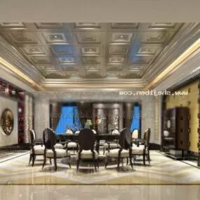 Luxurious Dinning Space Interior Scene 3d model
