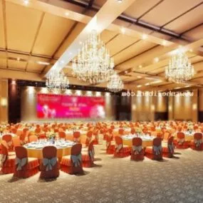 Large Space Ballroom Interior Scene 3d model