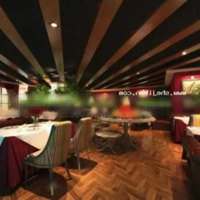 Mall Dining Space Interior Scene 3d model