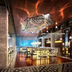Luxurious European Restaurant Interior Scene 3d model