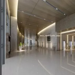 Curved Corridor Space Interior Scene 3d model