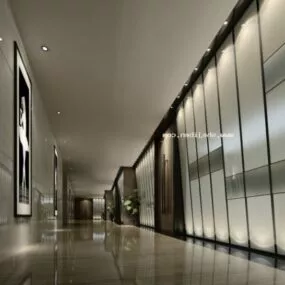 Office Corridor Interior Scene V1 3d model