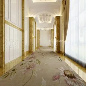Asian Elevator Corridor Interior Scene 3d model