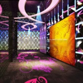 Club House Corridor Interior Scene 3d model