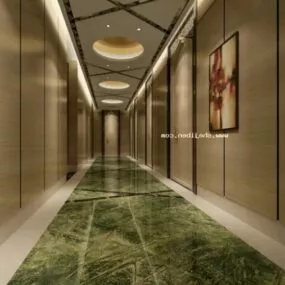 Elevator Corridor Interior Scene Beige Color 3d model