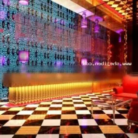 Club Interior Scene With Lighting Decoration 3d model