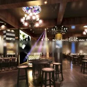Restaurant Room With Furniture Table Chair 3d model