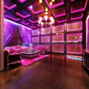 Entertainment Room With Chandelier Decoration 3d model