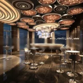 Entertainment Room With Circle Ceiling 3d model