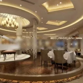 Coffee Shop Restaurant In Luxury Hotel 3d model