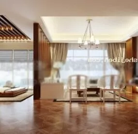 Hotel Room Bedroom With Living Room 3d model