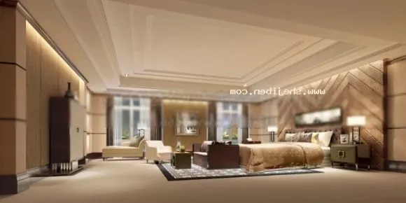 Hotel Room With Wide Windows And Carpet 3d model Hotel Room With Wide Windows And Carpet 3d model