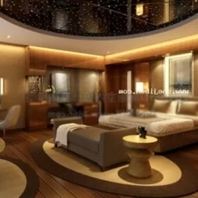 Hotel Room Interior Scene Round Ceiling 3d model