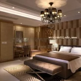 Hotel Room Interior Scene European Style 3d model