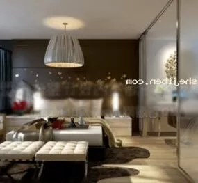 Hotel Room Realistic Interior Scene 3d model