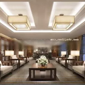 Chinese Style Office Modern Interior Scene 3d model