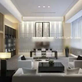 Manager Office Interior Scene White Color 3d model