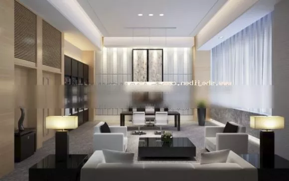 Manager Office Interior Scene White Color 3d model Manager Office Interior Scene White Color 3d model