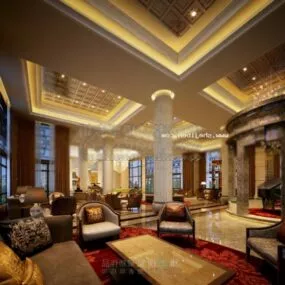 Hotel Waiting Area Interior Scene 3d model