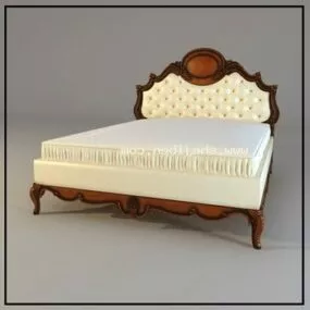 European Double Bed With Mattress 3d model