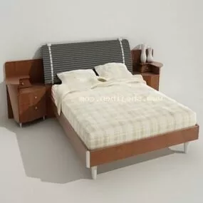 Chinese Double Bed Wood Frame 3d model